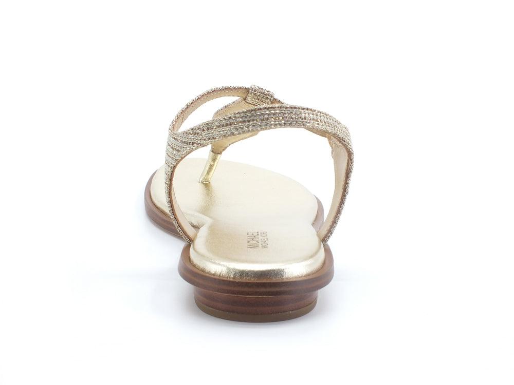 MICHAEL KORS Mallory Thong Sandalo Infradito Chain Glitter Pale Gold 40S2MAFA1D - Sandrini Calzature e Abbigliamento