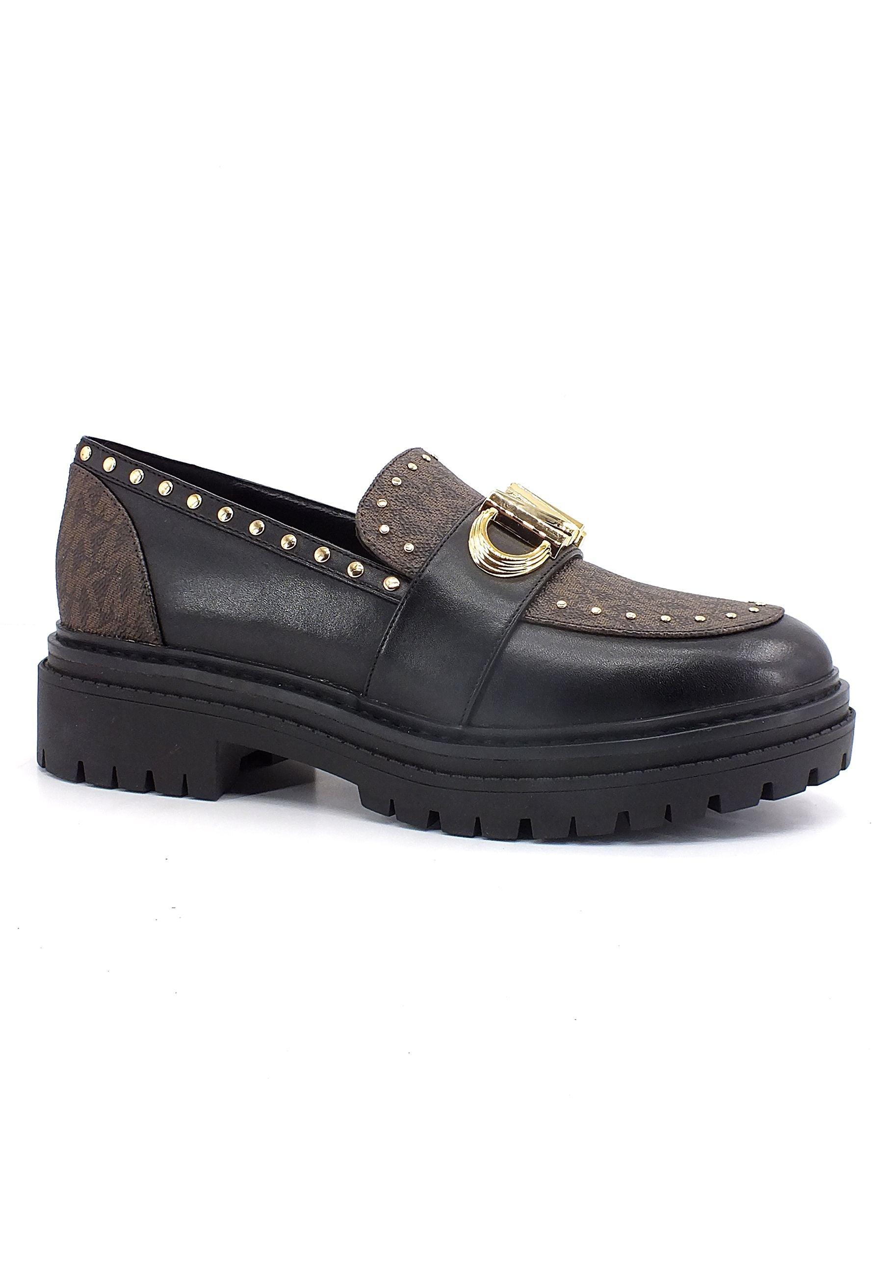 MICHAEL KORS Parker Lug Loafer Mocassino Donna Black Brown 40F2PKFP2B - Sandrini Calzature e Abbigliamento
