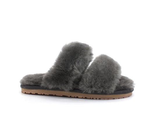 MOU 2-Stripes Sheepskin Slipper Ciabatta Charcoal MU.FW161009L - Sandrini Calzature e Abbigliamento