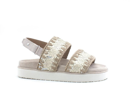 MOU Bio Sandal Strap Sequins Sandalo Pailettes Sequins Chalk MU.SW251002G - Sandrini Calzature e Abbigliamento