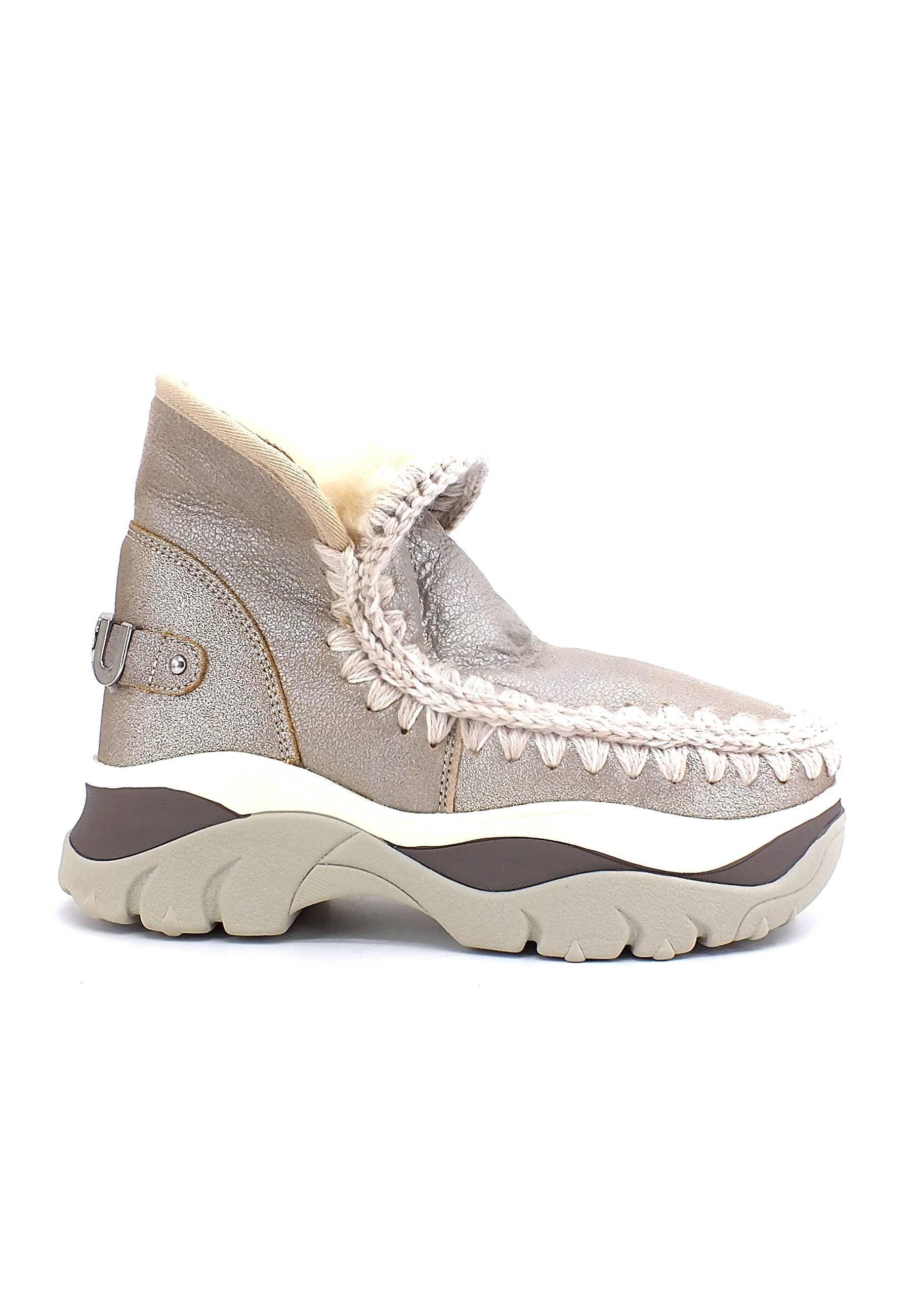 MOU Chunky Eskimo Stivaletto Pelo Donna Stone Metallic - Sandrini Calzature e Abbigliamento