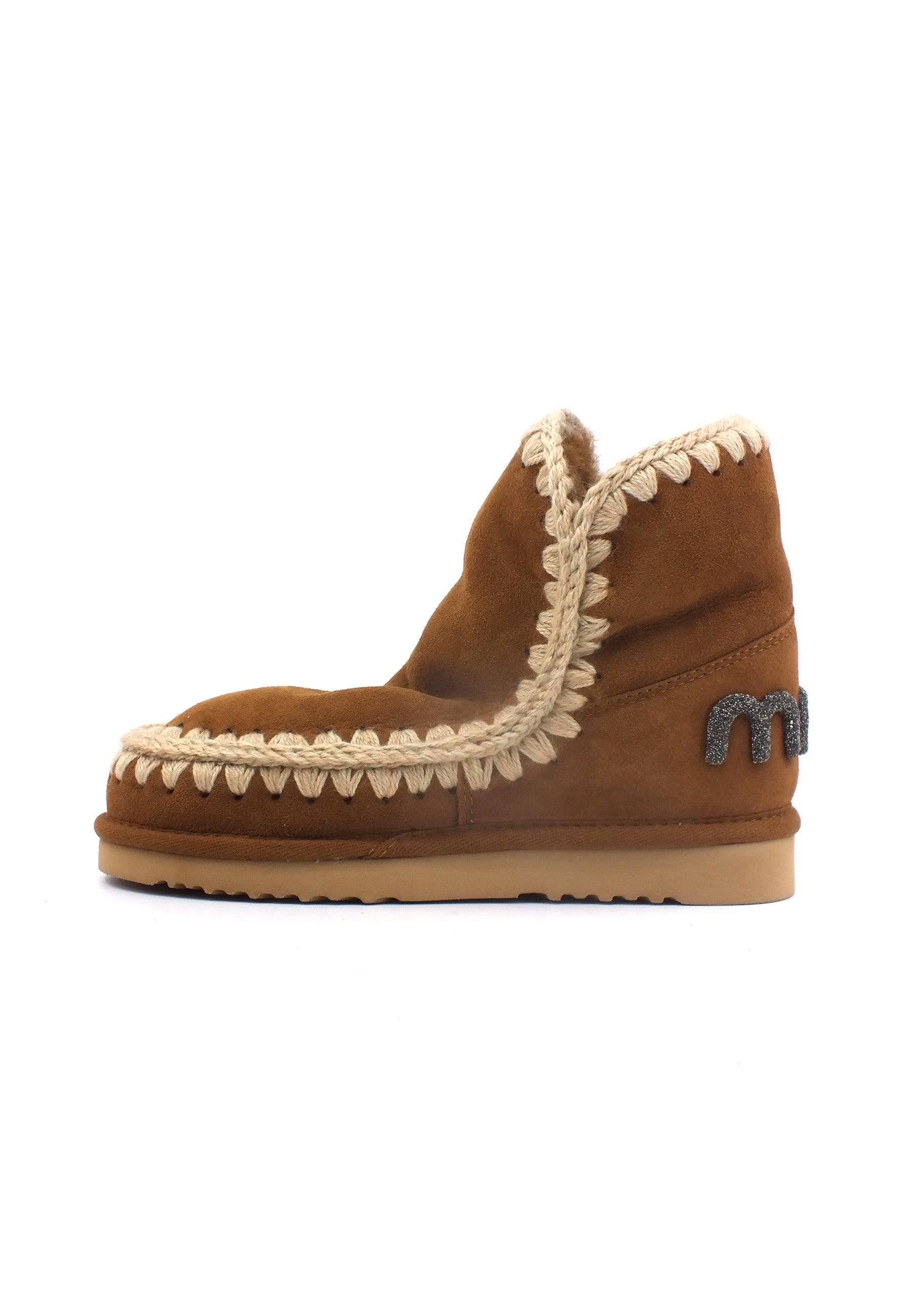 MOU Eskimo 18 Glitter Logo Stivaletto Pelo Donna Cognac Marrone MU.FW101050A - Sandrini Calzature e Abbigliamento
