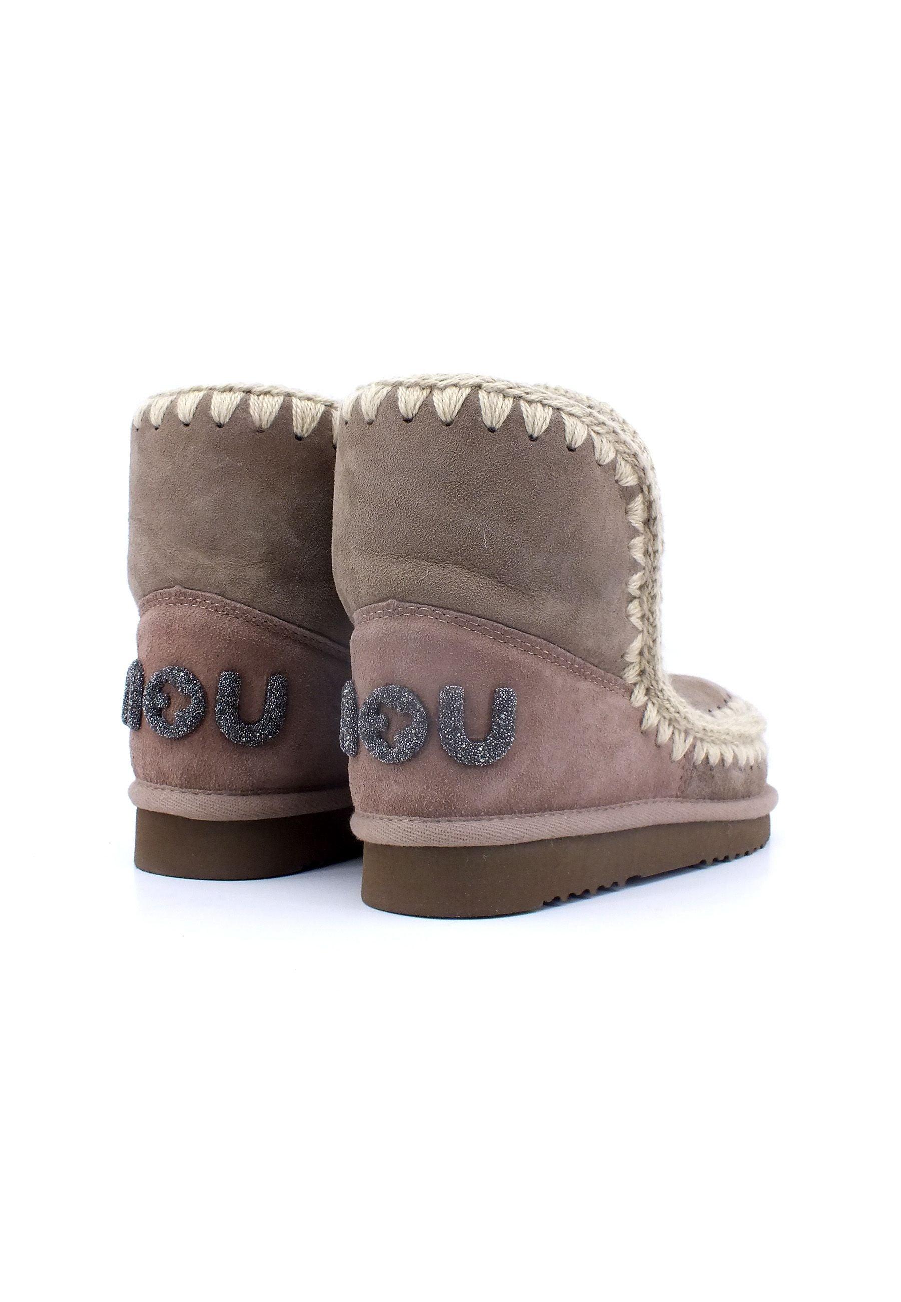 MOU Eskimo 18 Glitter Logo Stivaletto Pelo Donna Grey MU.FW101050A - Sandrini Calzature e Abbigliamento