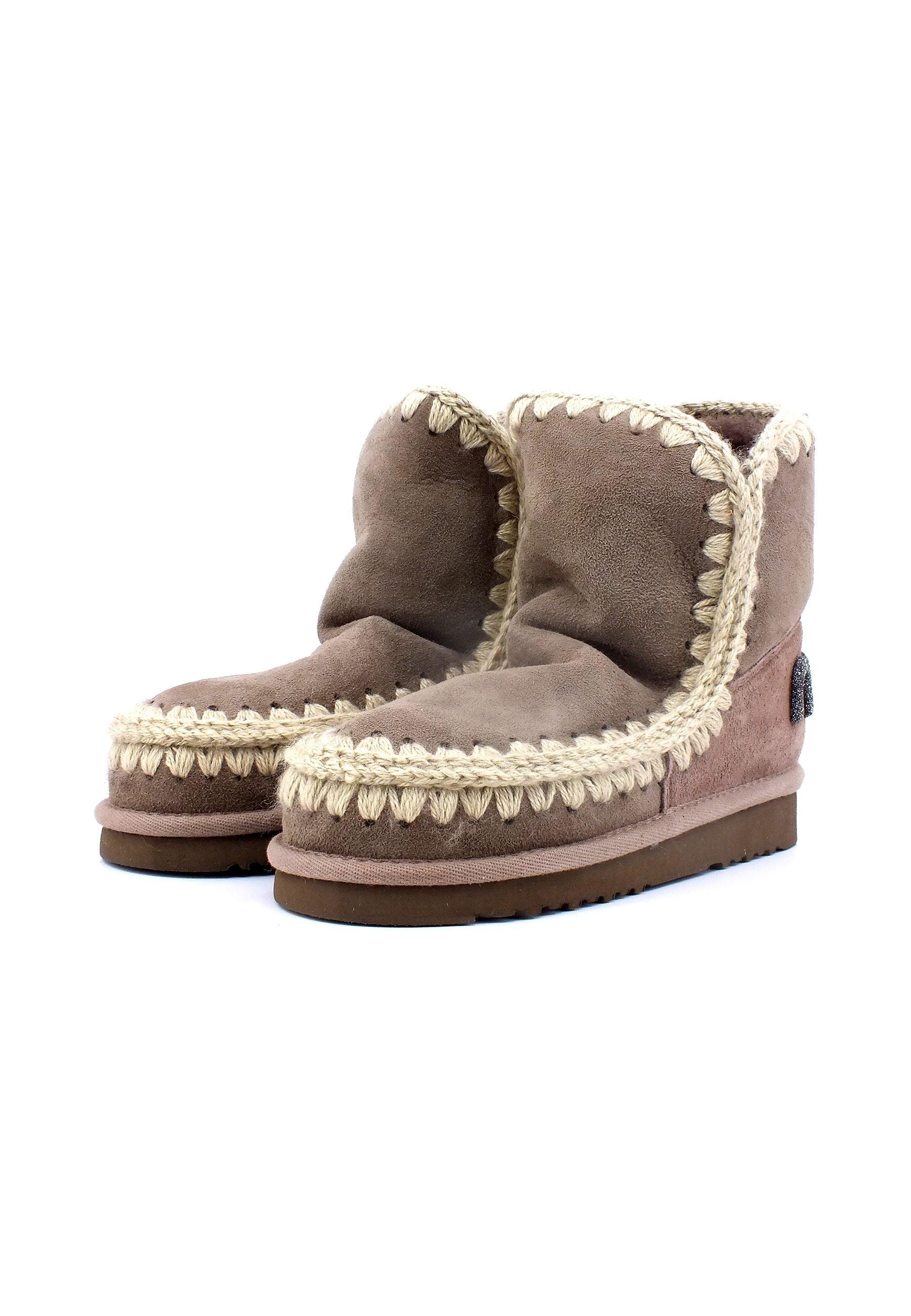 MOU Eskimo 18 Glitter Logo Stivaletto Pelo Donna Grey MU.FW101050A - Sandrini Calzature e Abbigliamento