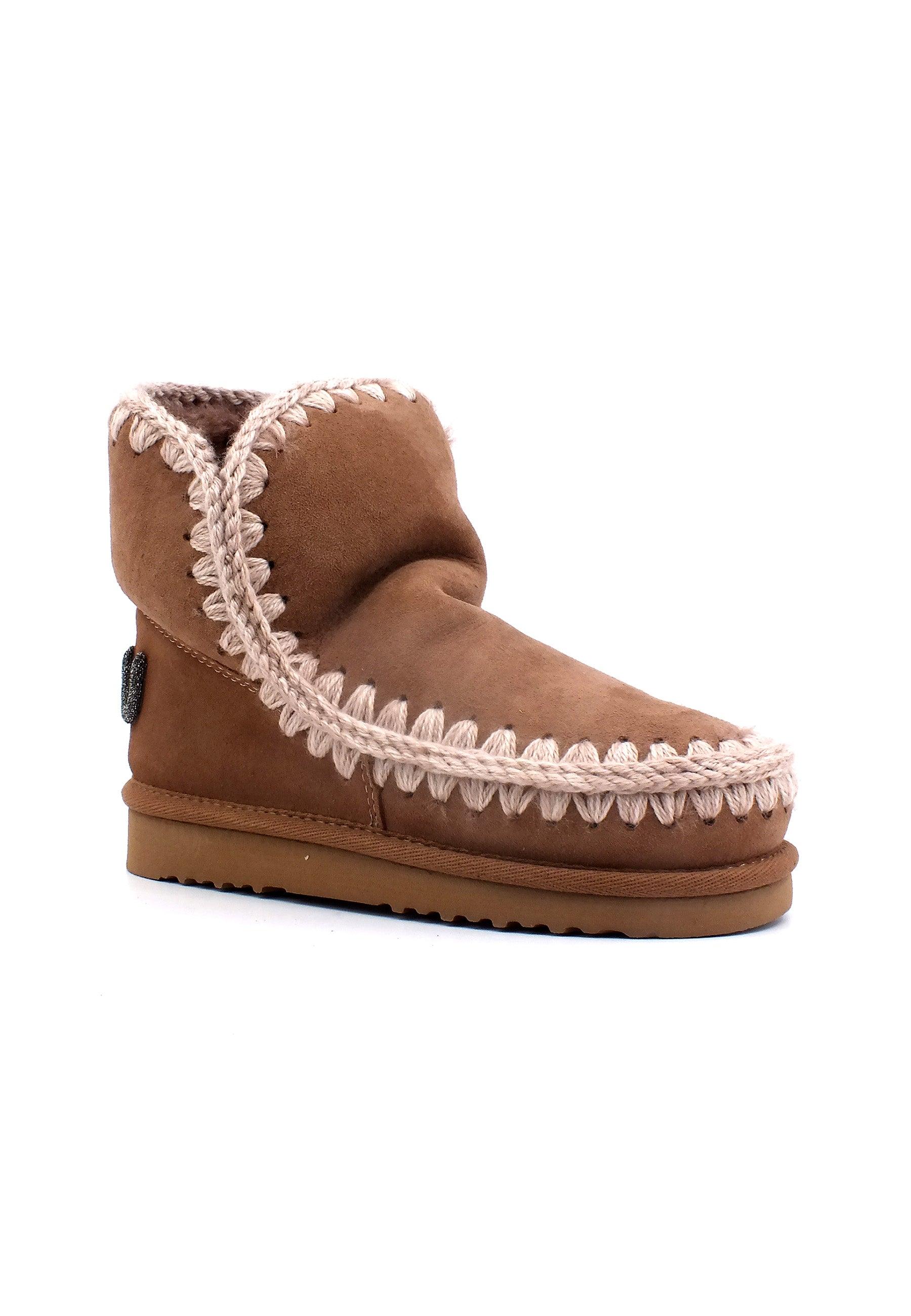 MOU Eskimo 18 Glitter Logo Stivaletto Pelo Donna Pink Brown MU.FW101050A - Sandrini Calzature e Abbigliamento