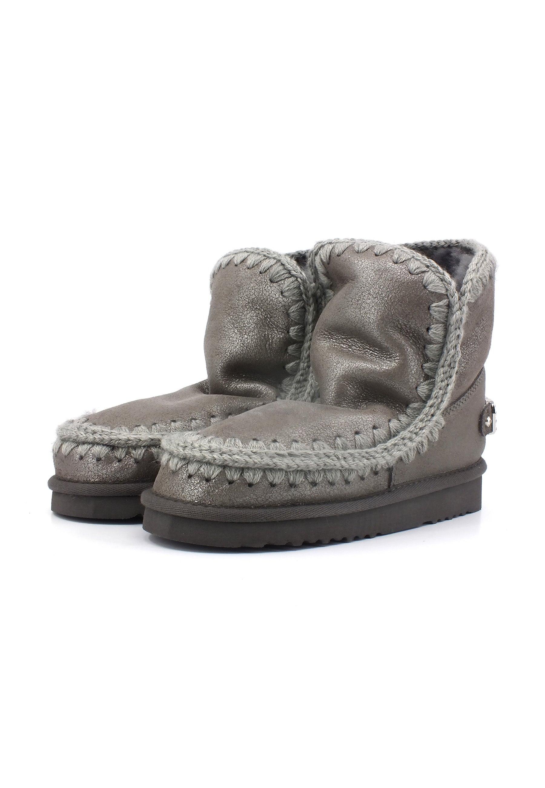 MOU Eskimo 18 Rhinestone Logo Stivaletto Pelo Donna Dust Iron MU.FW101036B - Sandrini Calzature e Abbigliamento