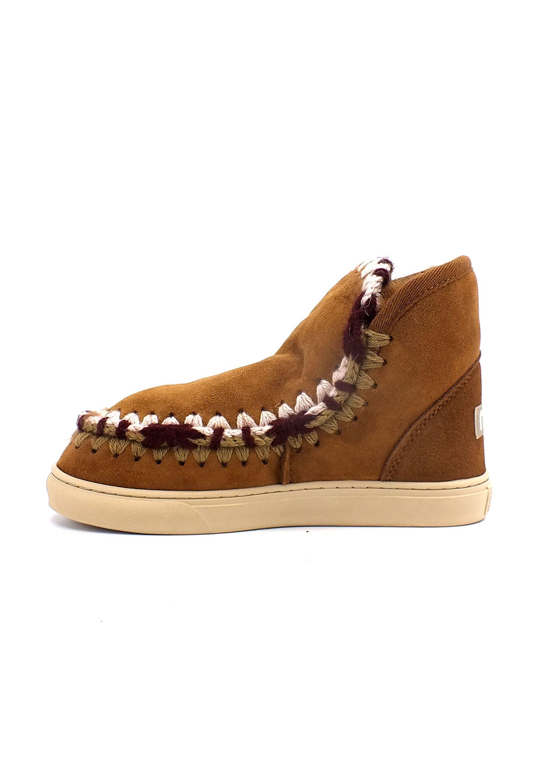 MOU Eskimo Overstitching Stivaletto Pelo Donna Cognac - Sandrini Calzature e Abbigliamento