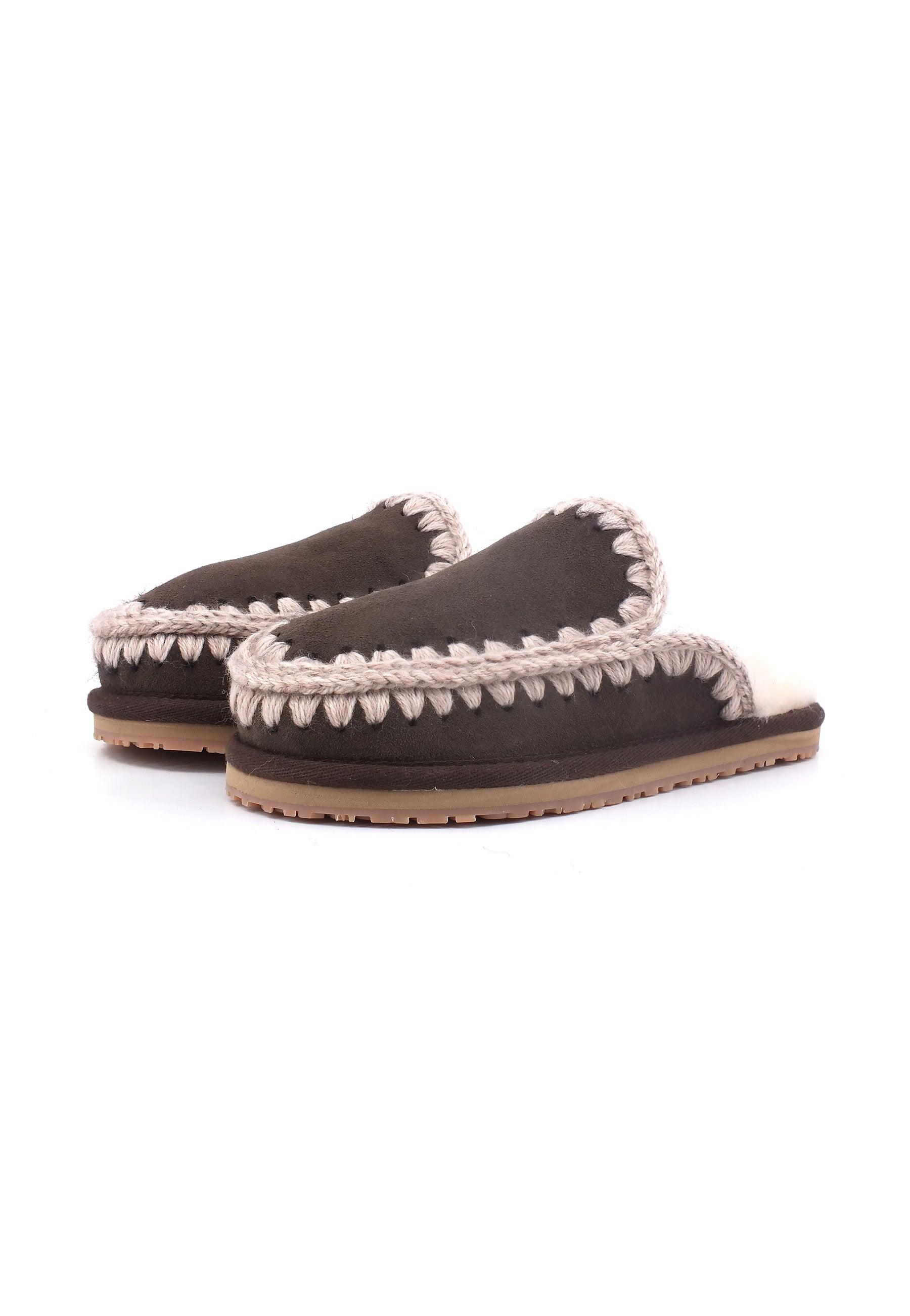 MOU Full Eskimo Ciabatta Pelo Donna Mocha MU.FW161007A - Sandrini Calzature e Abbigliamento