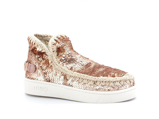 MOU Summer Eskimo Sneaker Big Metal Logo Pailettes Sequins Rosegold MU.SW211001G - Sandrini Calzature e Abbigliamento