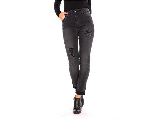 NO-NA' Jeans Strappati Borchiette Nero 3620 T76 - Sandrini Calzature e Abbigliamento