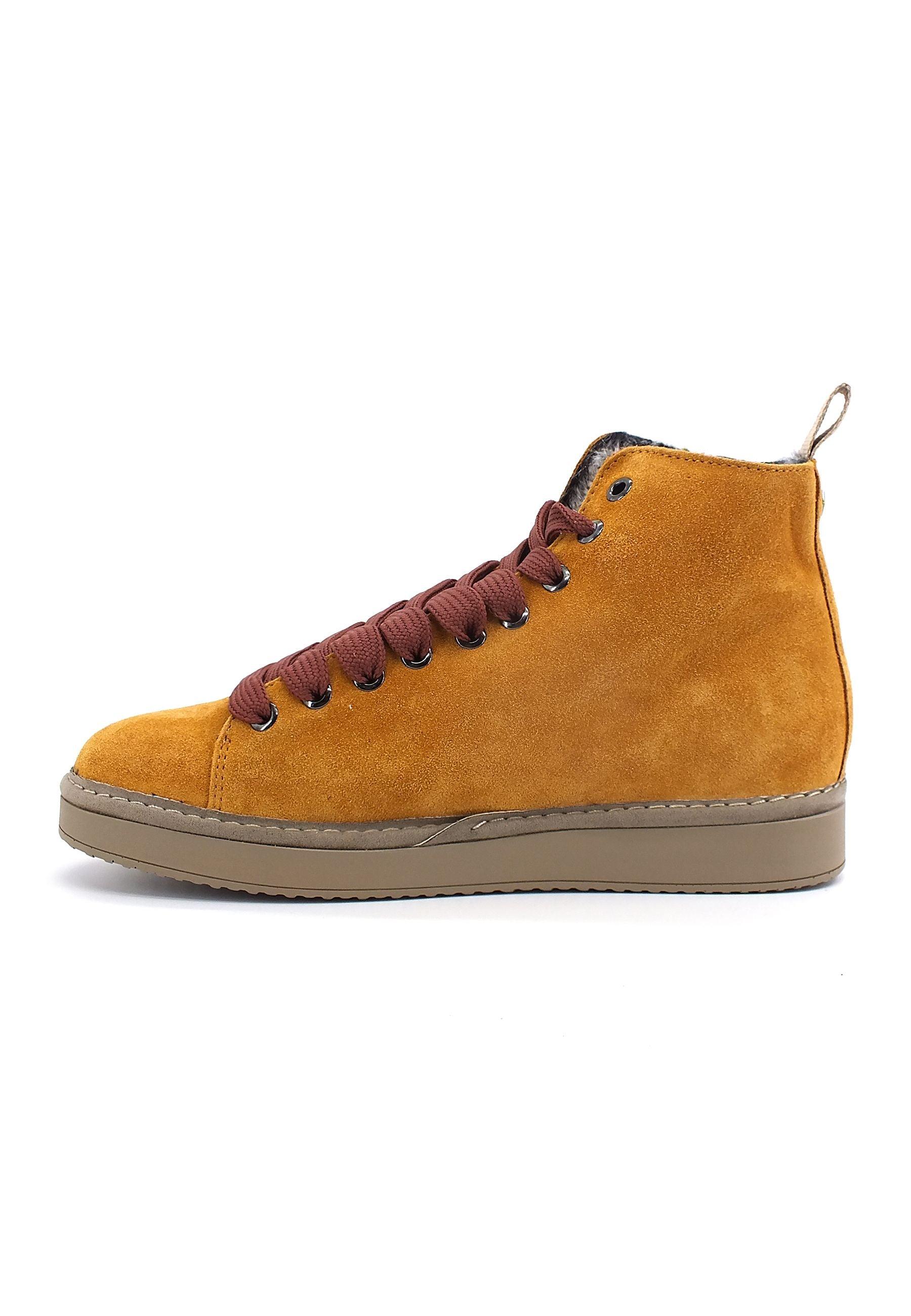 PAN CHIC Ankle Boot Sneaker Pelo Donna Curry Brown Rosewood P01W1400200006 - Sandrini Calzature e Abbigliamento