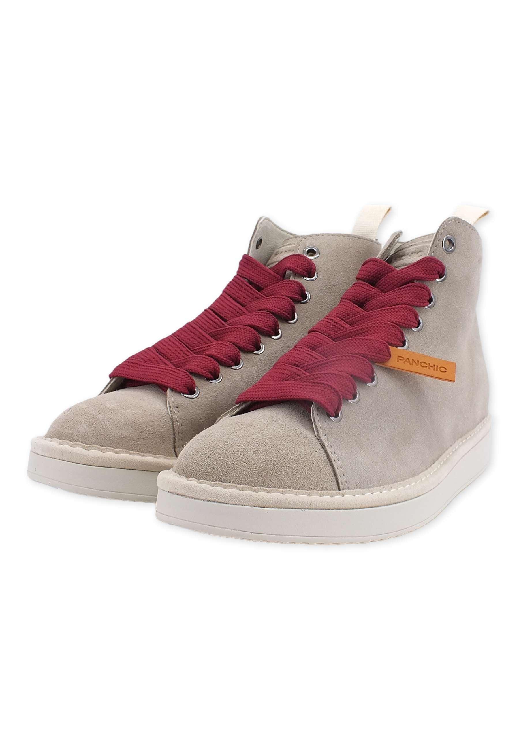 PAN CHIC Ankle Boot Sneaker Pelo Donna Dove Grey Biking Red P01W1400200006 - Sandrini Calzature e Abbigliamento