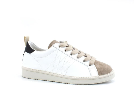 PAN CHIC Sneaker Pelle Lace - Up White Taupe P01M1600100201 - Sandrini Calzature e Abbigliamento