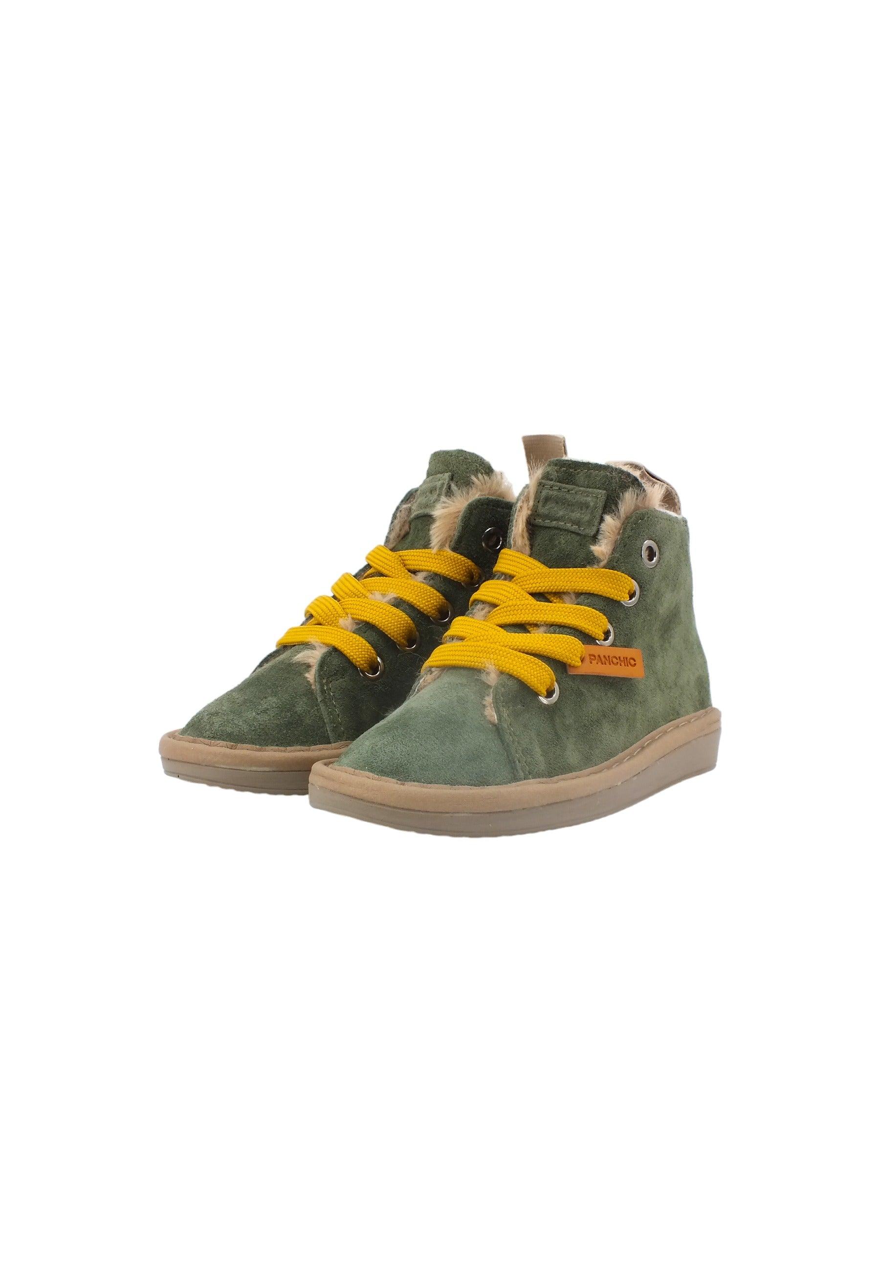 PAN CHIC Stivaletto Pelo Bimbo Military Green Yellow P01B007-00462032 - Sandrini Calzature e Abbigliamento