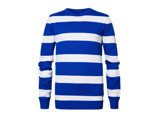 PETROL Maglia Girocollo Righe Bianco Blu M-1000-KWR275 - Sandrini Calzature e Abbigliamento