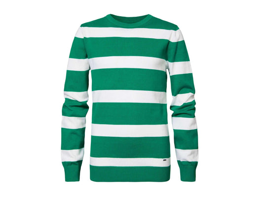 PETROL Maglia Girocollo Righe Bianco Verde M-1000-KWR275 - Sandrini Calzature e Abbigliamento