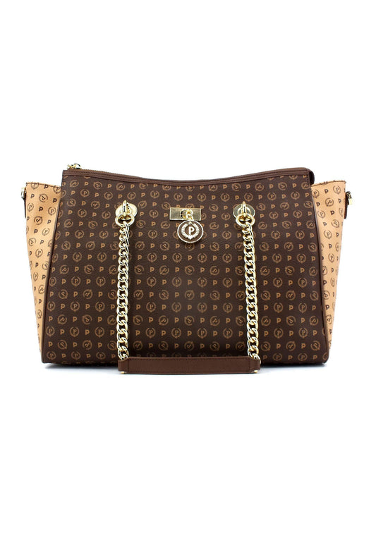 POLLINI Borsa Tote Marrone Crema TE8518PP0HQ5330A - Sandrini Calzature e Abbigliamento