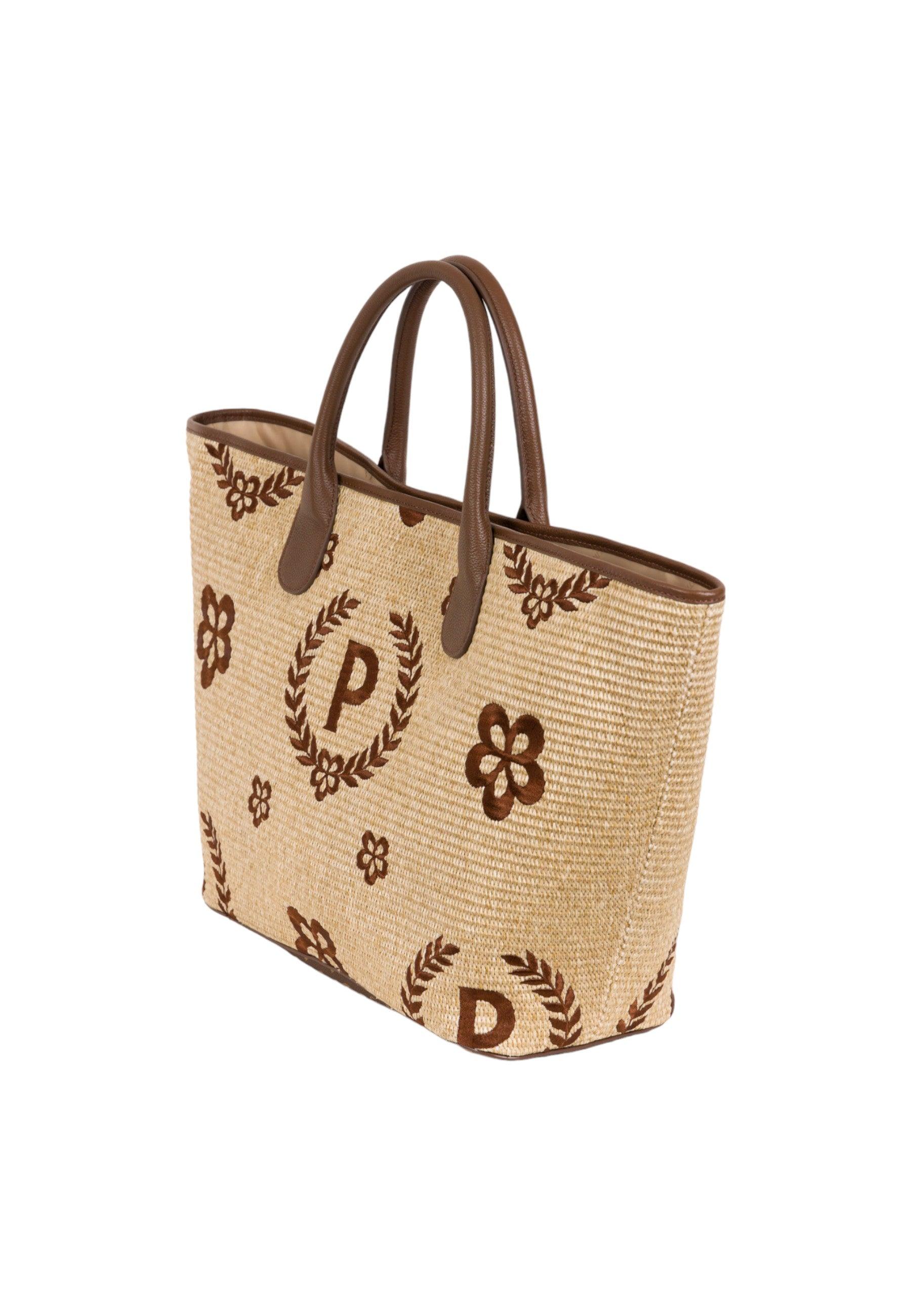 POLLINI Borsa Tote Paglia Donna Natural Testa di Moro TE8480PP0EQ1T10A - Sandrini Calzature e Abbigliamento