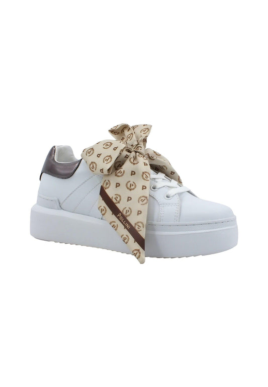 POLLINI Sneaker Fiocco Donna Bianco Fucile TA15204G0EQ1G10A - Sandrini Calzature e Abbigliamento