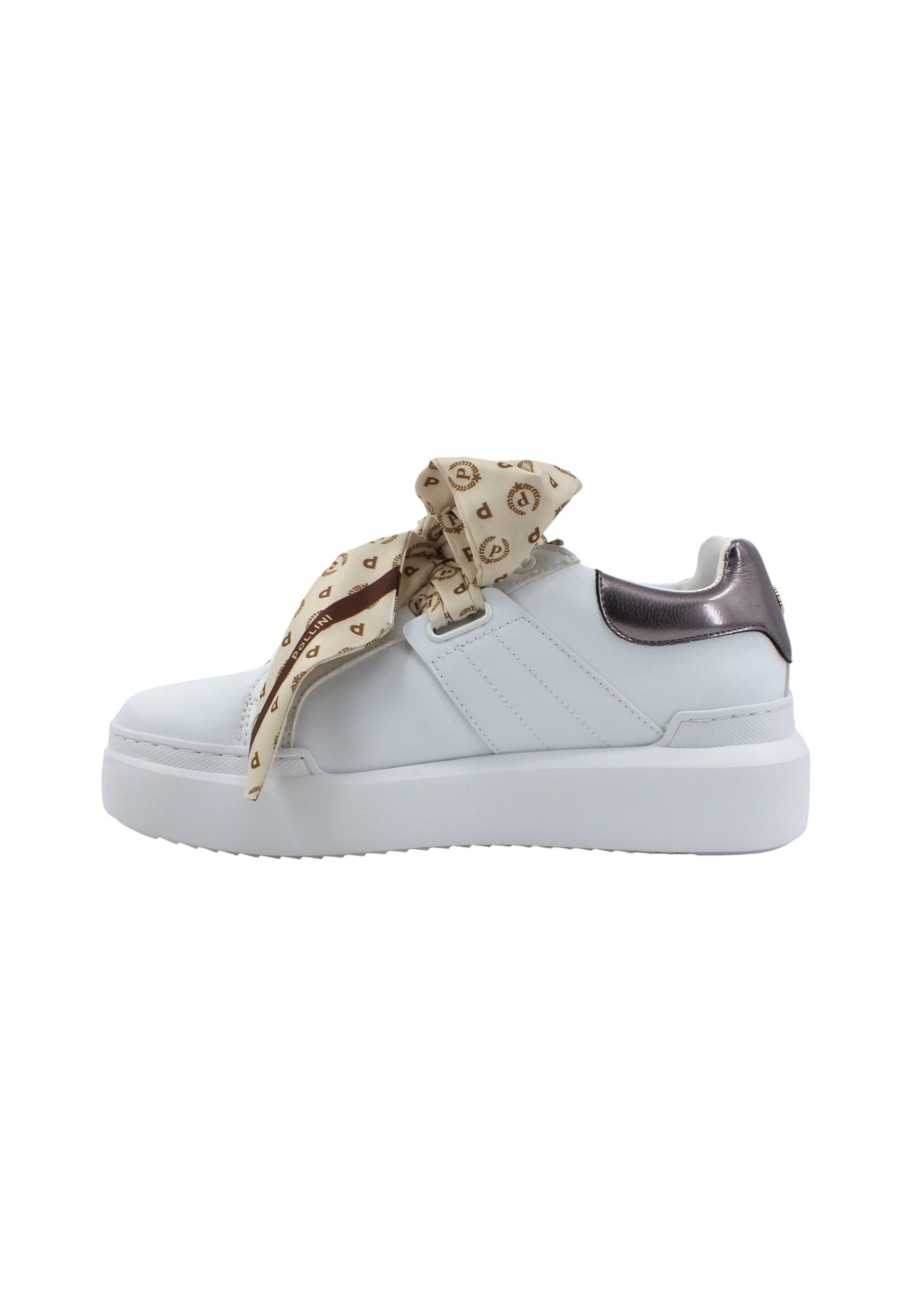 POLLINI Sneaker Fiocco Donna Bianco Fucile TA15204G0EQ1G10A - Sandrini Calzature e Abbigliamento