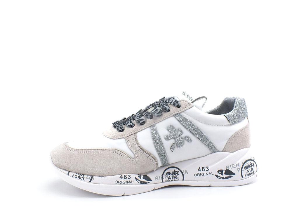 PREMIATA Layla Sneaker Suede Glitter White Silver LAYLA5655 - Sandrini Calzature e Abbigliamento