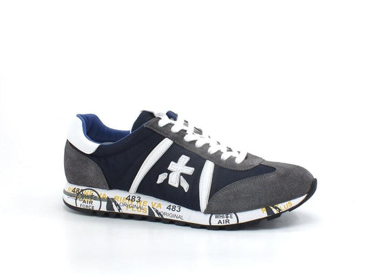 PREMIATA Lucy Sneaker Suede Logo Blue Grey LUCY600E - Sandrini Calzature e Abbigliamento