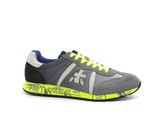 PREMIATA Lucy Sneaker Suede Logo Grey Yellow Fluo LUCY1313E - Sandrini Calzature e Abbigliamento