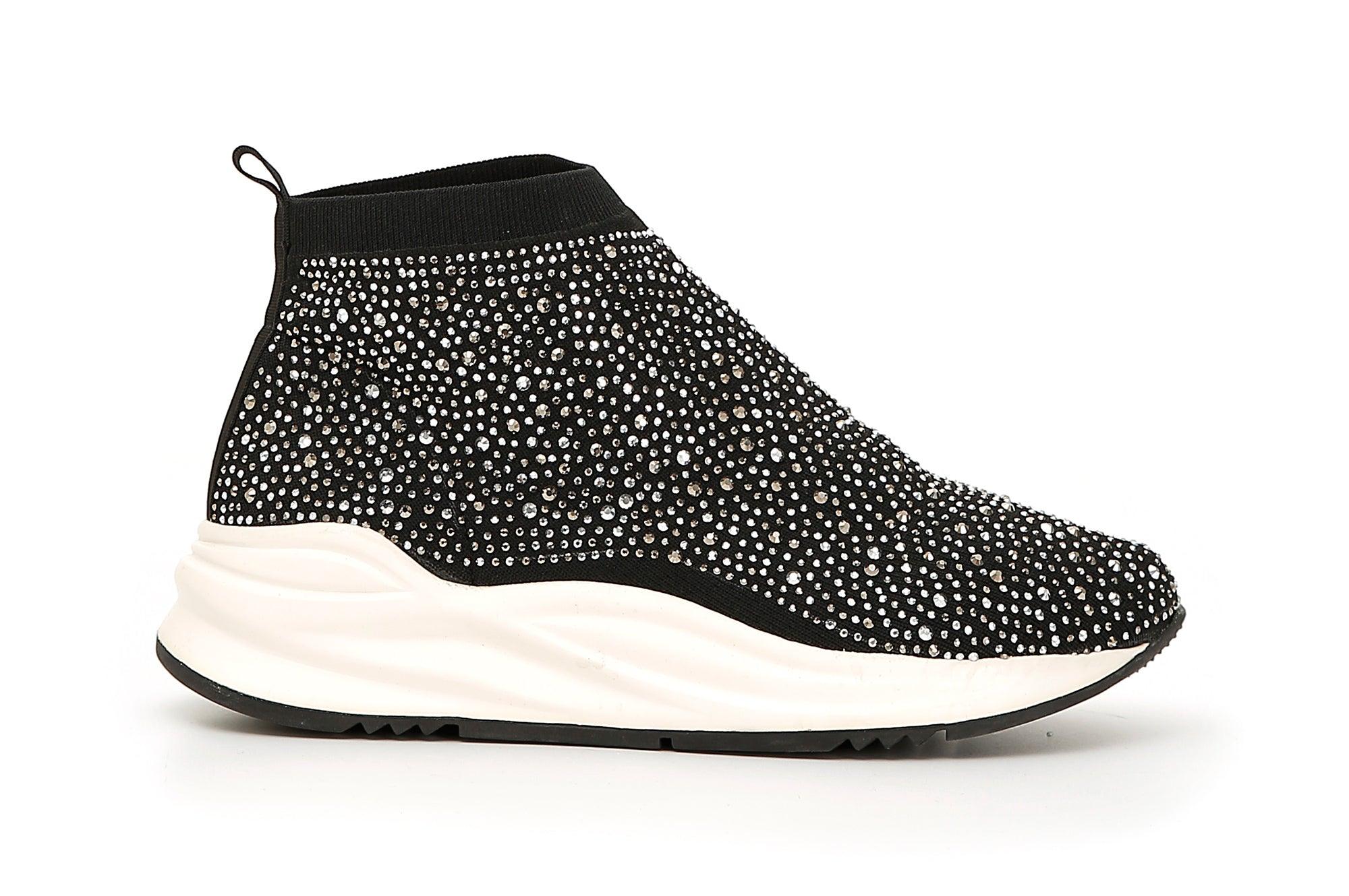 SNEAKERS IN TESSUTO ELASTICO CON STRASS - Sandrini Calzature e Abbigliamento