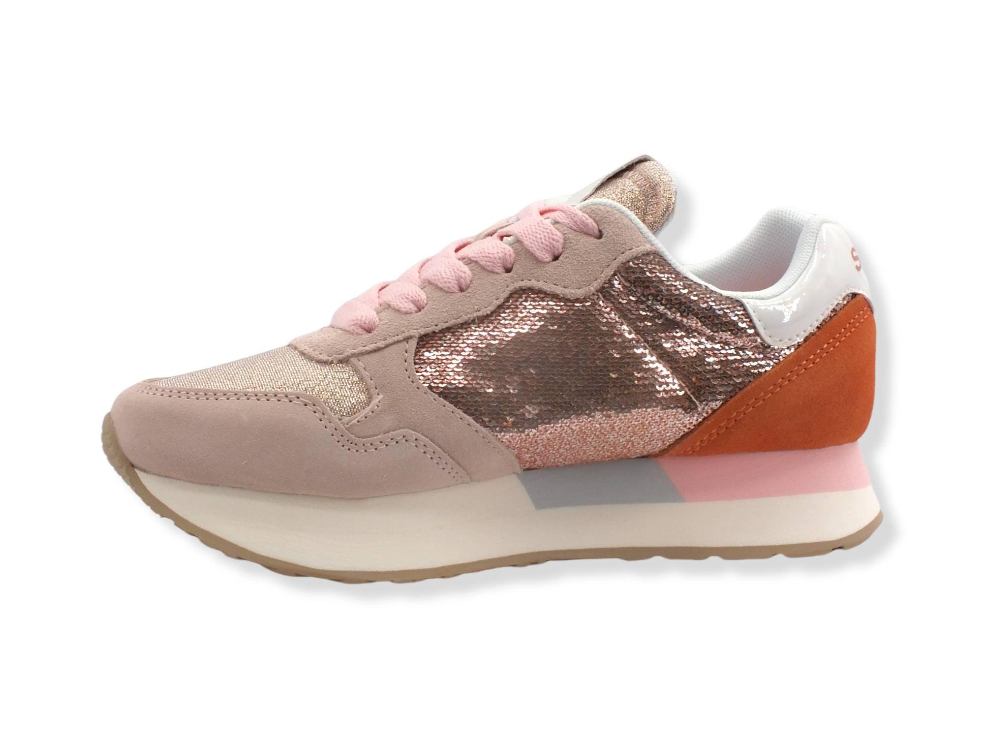SUN68 Kelly Pailettes Sneaker Rosa Porcellana Z322220 - Sandrini Calzature e Abbigliamento