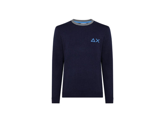SUN68 Maglione Girocollo Manica Bicolor Navy Blue K41112 - Sandrini Calzature e Abbigliamento