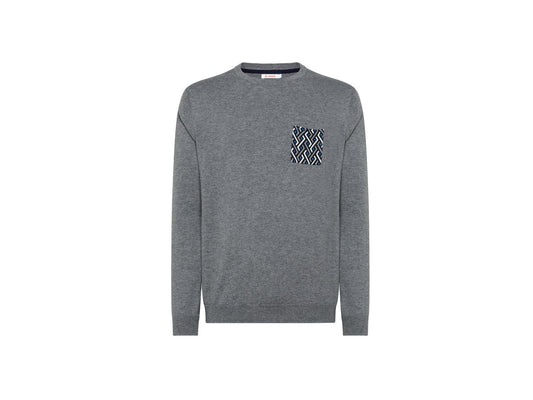 SUN68 Maglione Girocollo Taschino Fantasia Grigio Medio K41113 - Sandrini Calzature e Abbigliamento