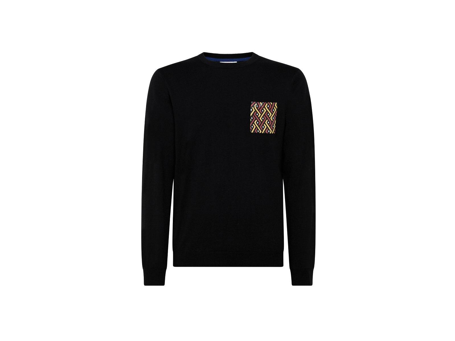 SUN68 Maglione Girocollo Taschino Fantasia Nero K41113 - Sandrini Calzature e Abbigliamento