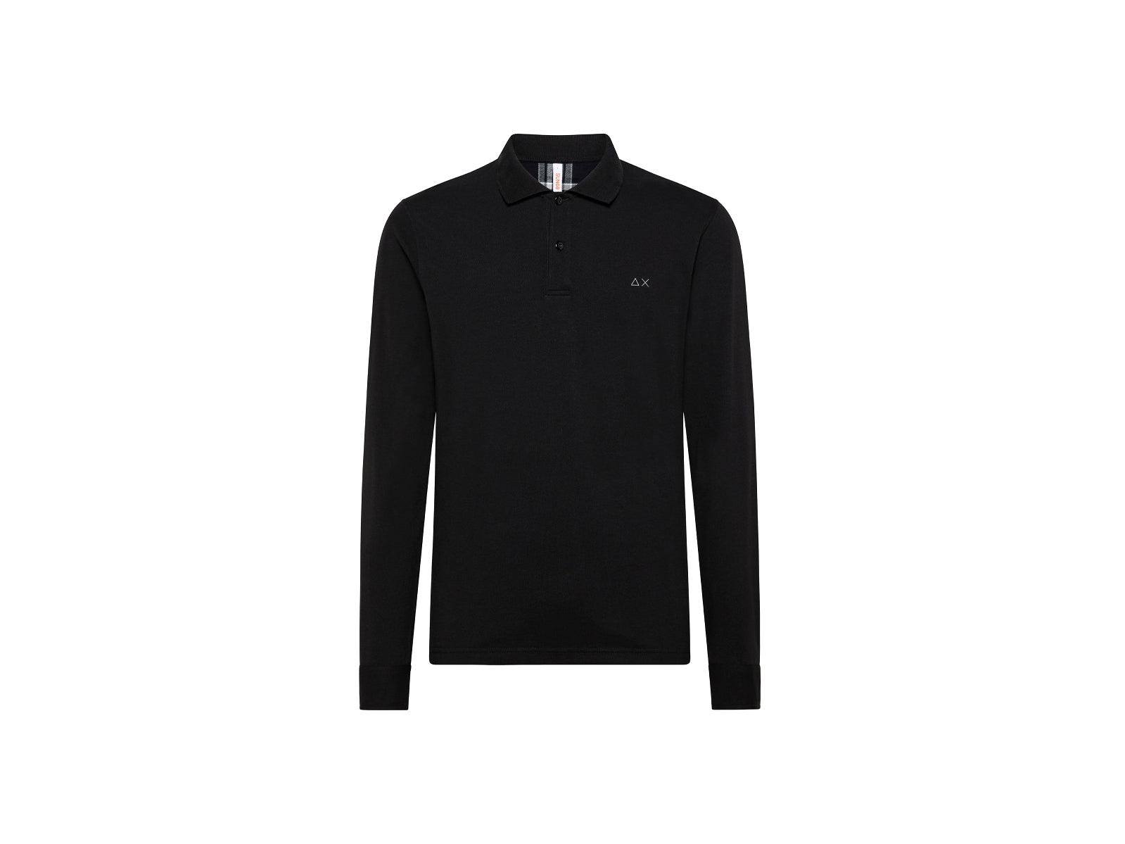 SUN68 Polo Manica Lunga Toppa Gomito Nero A41107 - Sandrini Calzature e Abbigliamento