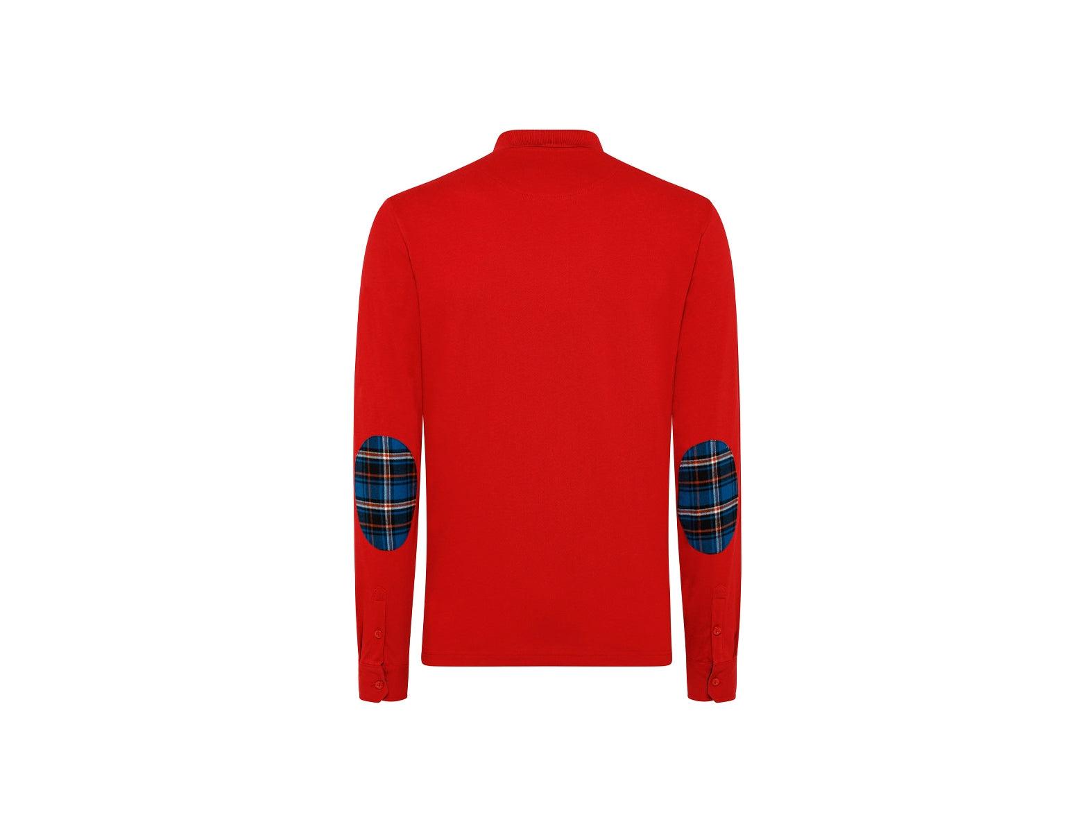 SUN68 Polo Manica Lunga Toppa Gomito Rosso Fuoco A41107 - Sandrini Calzature e Abbigliamento