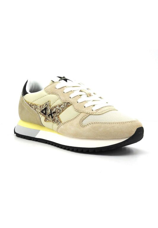 SUN68 Stargirl Glitter Logo Sneaker Donna Bianco Panna Beige Z34211 - Sandrini Calzature e Abbigliamento