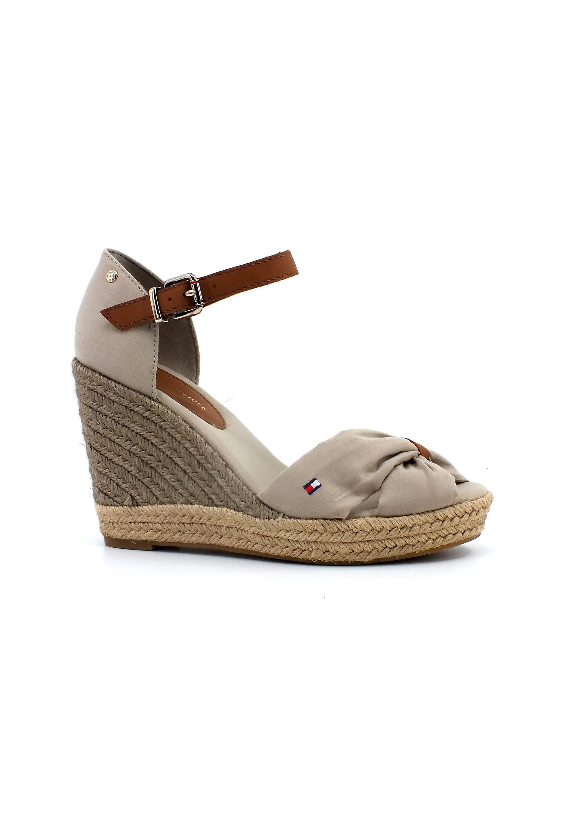 TOMMY HILFIGER Basic Open Sandalo Zeppa Donna Stone FW0FW04784 - Sandrini Calzature e Abbigliamento