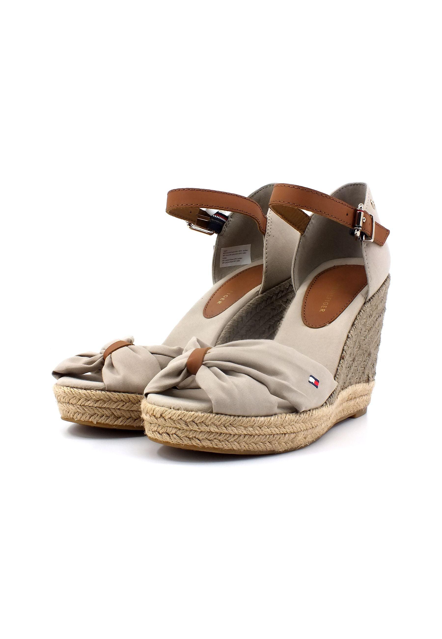 TOMMY HILFIGER Basic Open Sandalo Zeppa Donna Stone FW0FW04784 - Sandrini Calzature e Abbigliamento