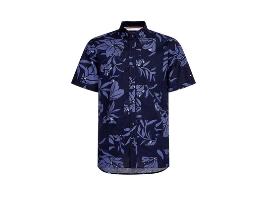 TOMMY HILFIGER Camicia A Maniche Corte Stampa Floreale Blu Faded Indigo MW0MW18341 - Sandrini Calzature e Abbigliamento