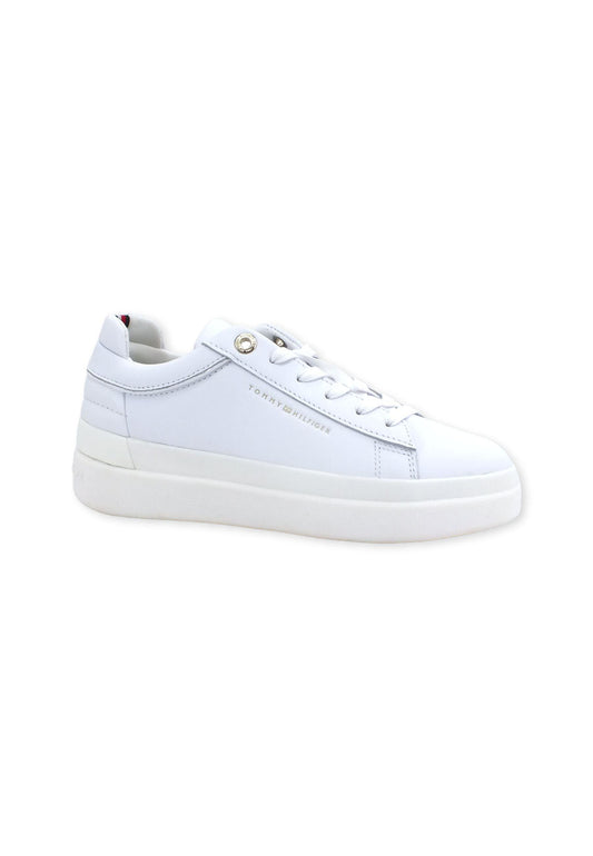 TOMMY HILFIGER Feminine Elevated Sneaker Donna White Gold FW0FW06511 - Sandrini Calzature e Abbigliamento
