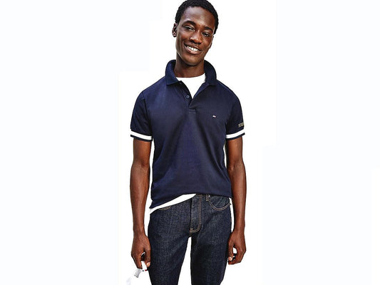 TOMMY HILFIGER Polo T-Shirt Slim Flag Uomo Desert Sky MW0MW17798 - Sandrini Calzature e Abbigliamento