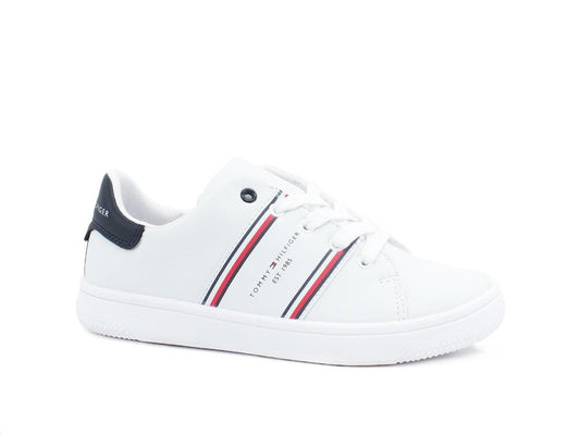 TOMMY HILFIGER Sneaker Bambino Lacci Logo Bande White Blu T3B4-31085 - Sandrini Calzature e Abbigliamento