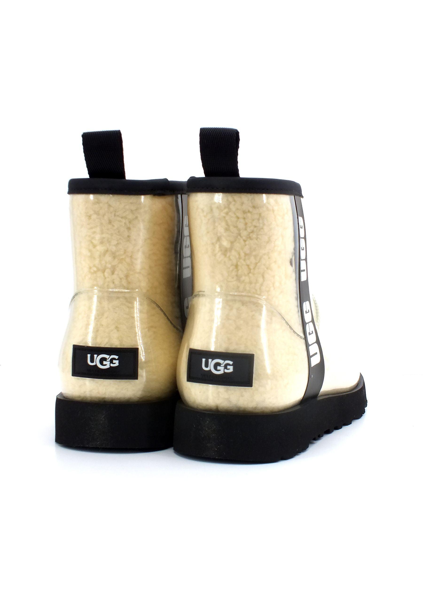UGG Classic Clear Mini Stivaletto Pelo Donna Natural Black W1113190 - Sandrini Calzature e Abbigliamento