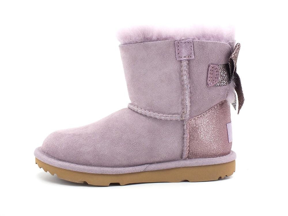 UGG K Mini Bailey Bow Glitz Stivaletto Pelo Pink Shadow K1123617K - Sandrini Calzature e Abbigliamento