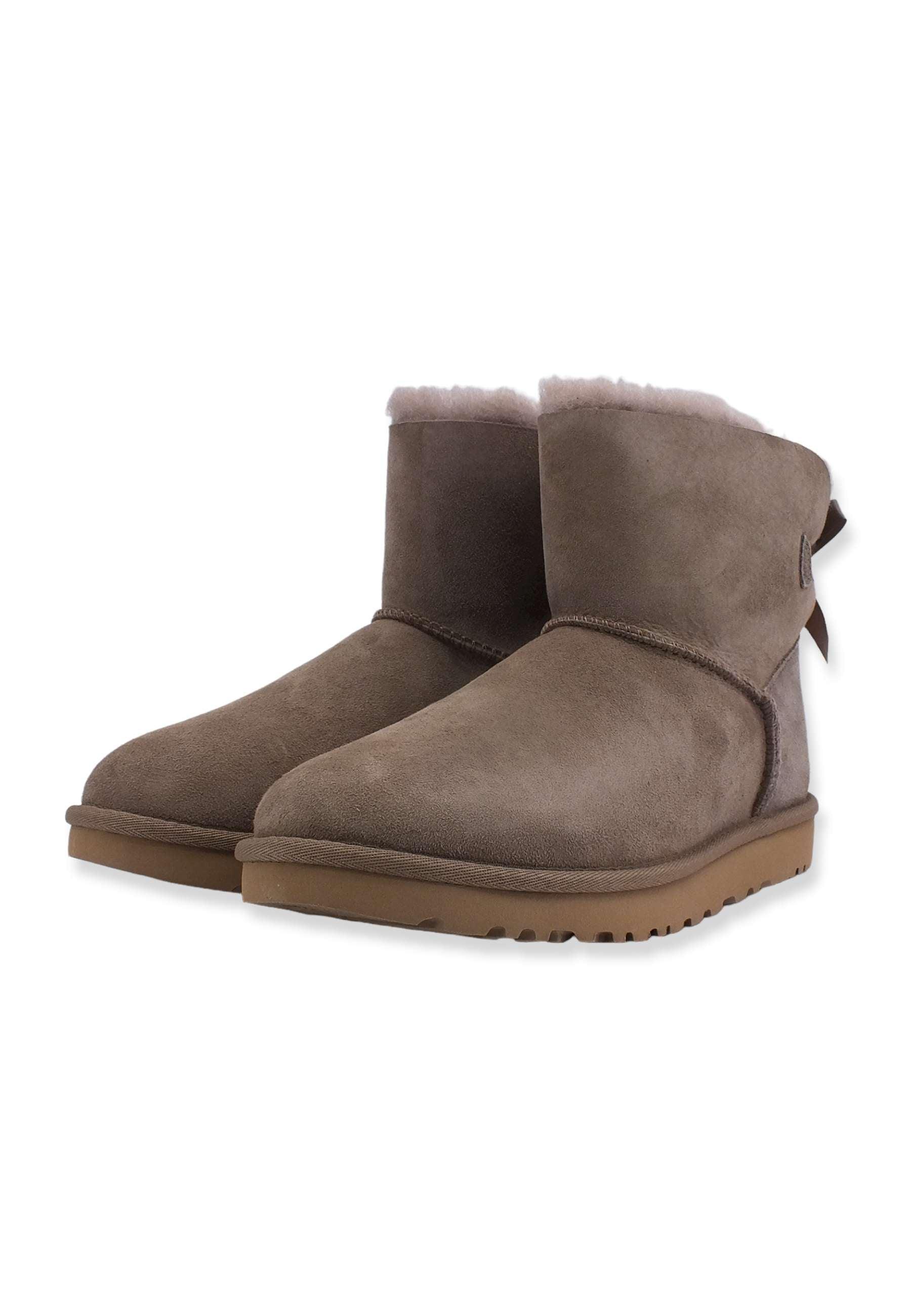 UGG Mini Bailey Bow II Stivaletto Pelo Donna Marrone Caribou W1016501 - Sandrini Calzature e Abbigliamento