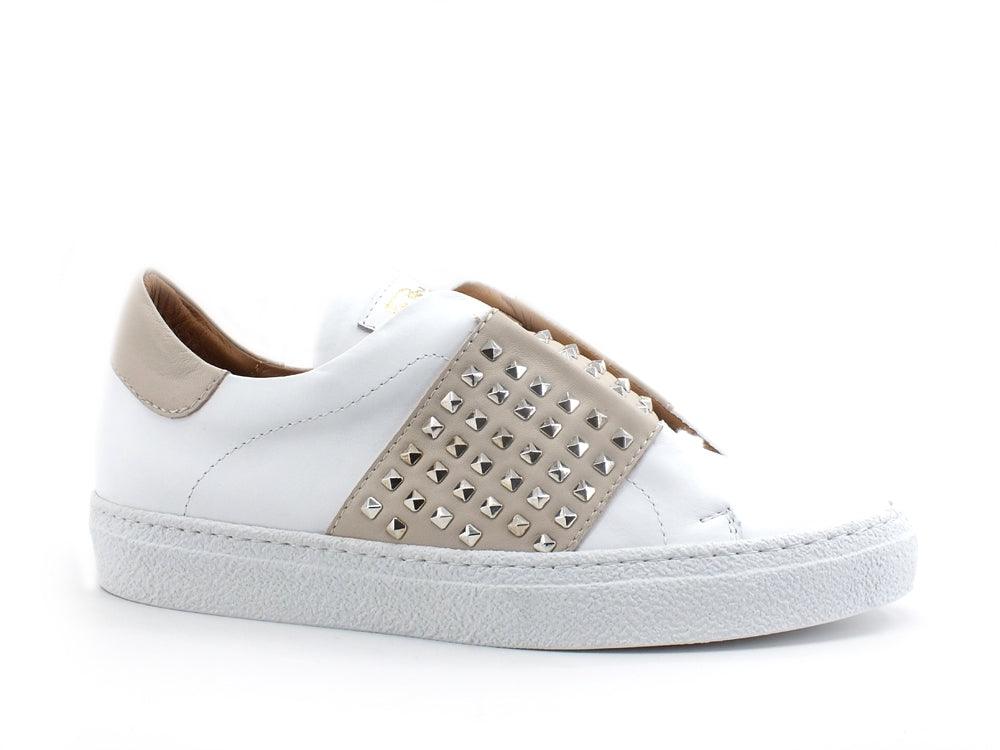 VIA ROMA 15 Saint Barth Sneaker Fascia Borchie Bianco Beige 3171 - Sandrini Calzature e Abbigliamento