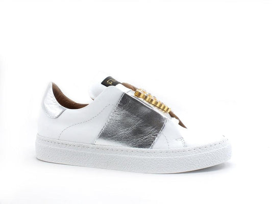 VIA ROMA 15 Saint Barth Sneaker V Strass Bianco Argento 3608 - Sandrini Calzature e Abbigliamento