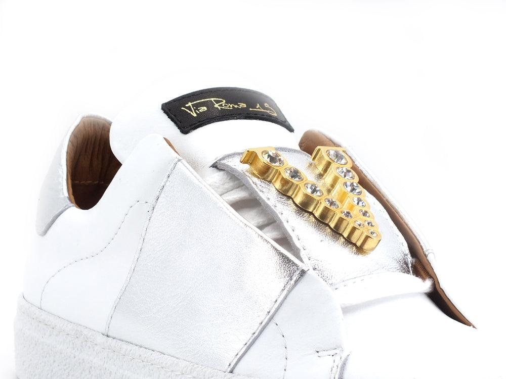 VIA ROMA 15 Saint Barth Sneaker V Strass Bianco Argento 3608 - Sandrini Calzature e Abbigliamento