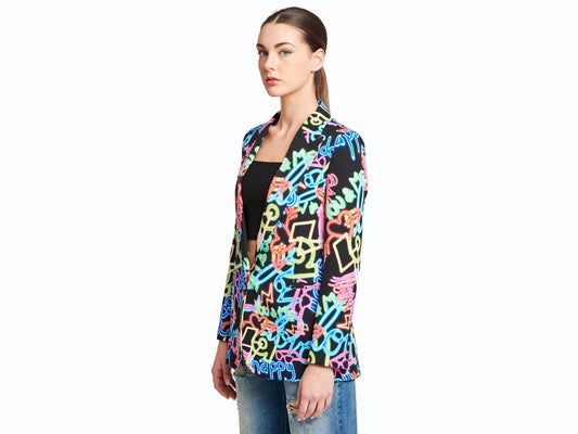 VICOLO Blazer Fantasia Neon Donna Nero Multicolor TH0604 - Sandrini Calzature e Abbigliamento