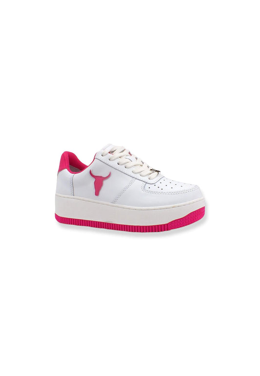 WINDSOR SMITH Sneaker Ox Platform Donna White Hot Pink RECHARGE - Sandrini Calzature e Abbigliamento