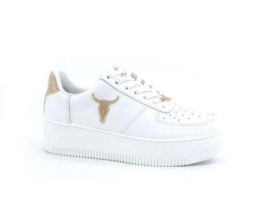 WINDSOR SMITH Sneaker Platform Pelle White Glitter Gold RICH - Sandrini Calzature e Abbigliamento